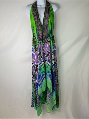Shahida Parides Green & Purple Butterfly 3-way Convertible Dress OS NWT